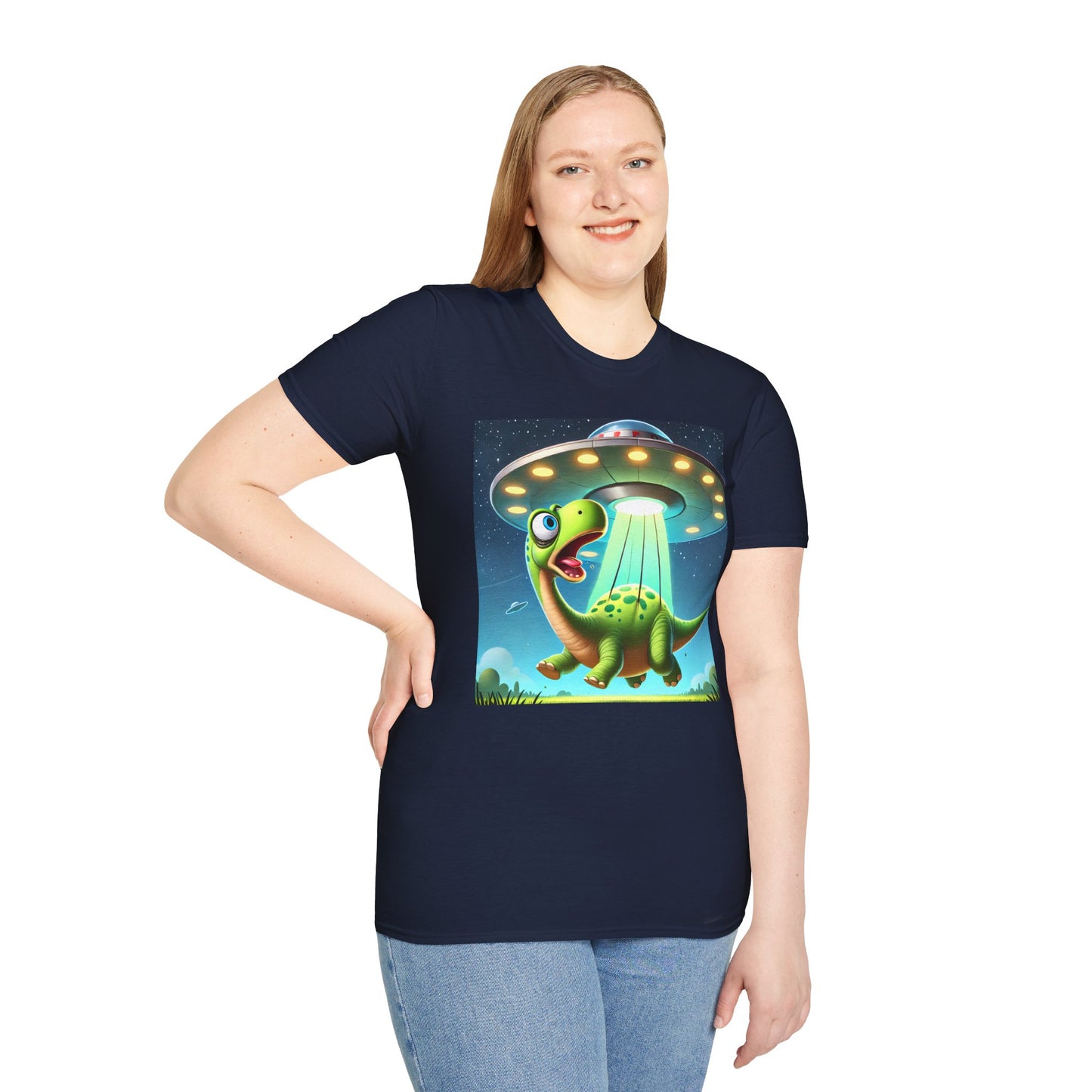 Cute Alien Dinosaur Unisex T-Shirt, Fun Graphic Tee, Kids & Adults, Space Theme, Playful Gift Idea, Birthday, Casual Wear