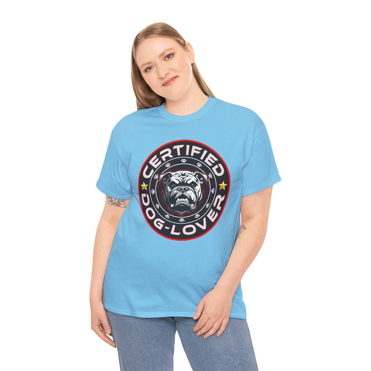 Certified Dog Lover Unisex Tee - Bulldog Print Design, GraphicTees, t-shirt, tshirt, png