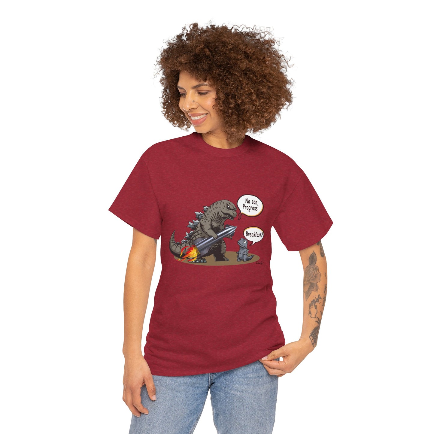 Godzilla, Son and SpaceX, Unisex Heavy Cotton Tee, print design, t-shirt, t-shirts, t-shirts, png, funny, cartoons, tee