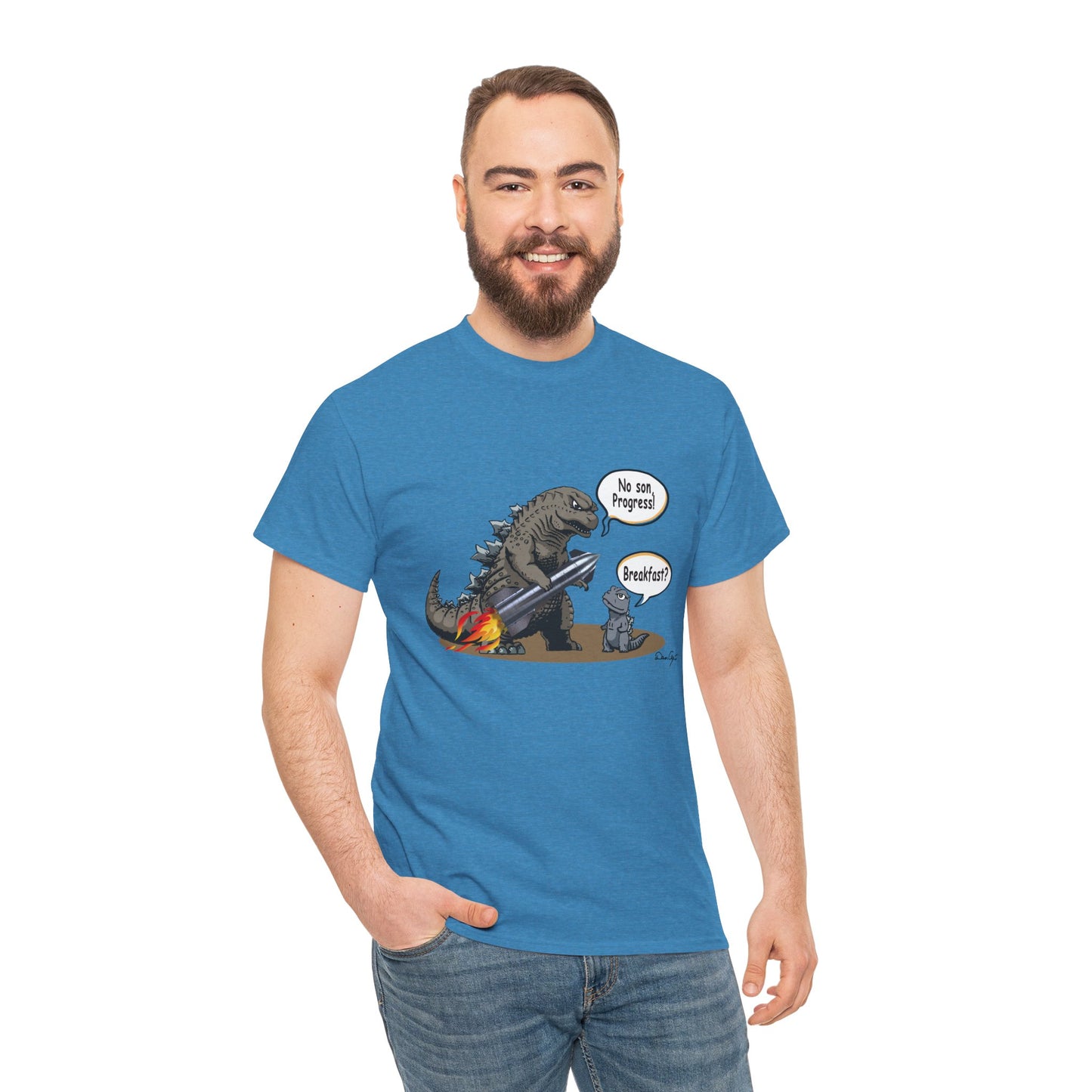 Godzilla, Son and SpaceX, Unisex Heavy Cotton Tee, print design, t-shirt, t-shirts, t-shirts, png, funny, cartoons, tee