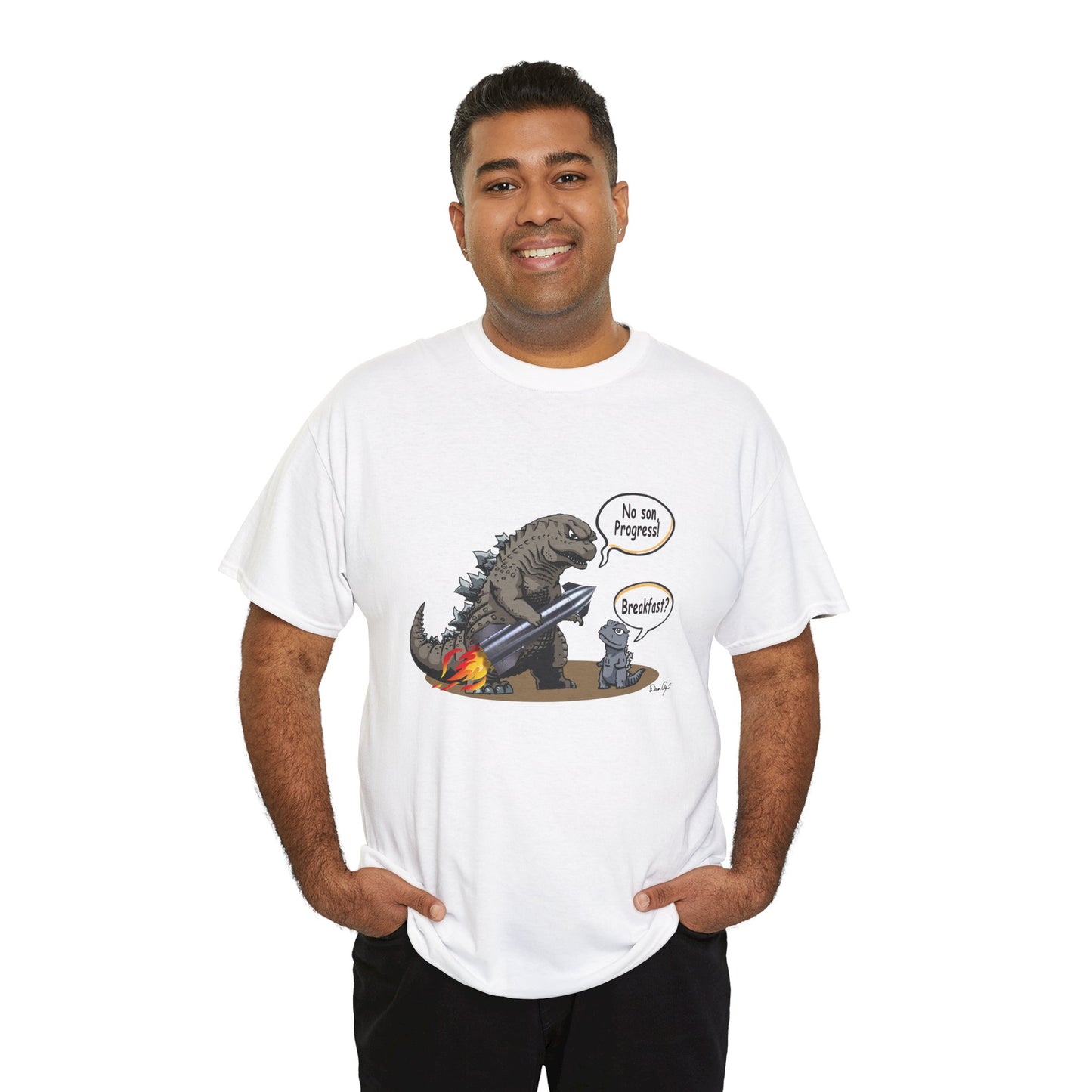 Godzilla, Son and SpaceX, Unisex Heavy Cotton Tee, print design, t-shirt, t-shirts, t-shirts, png, funny, cartoons, tee