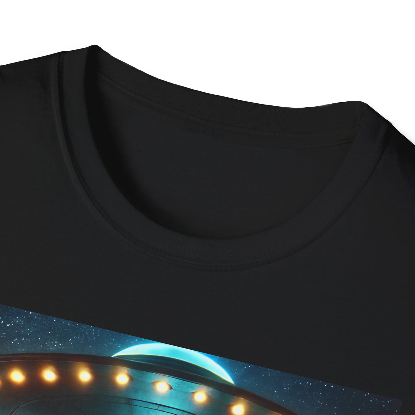 Alien Encounter Unisex Softstyle T-Shirt | Sci-Fi Fan Gift, Superhero Tee, UFO Shirt, Casual Wear, Unique Graphic T-Shirt