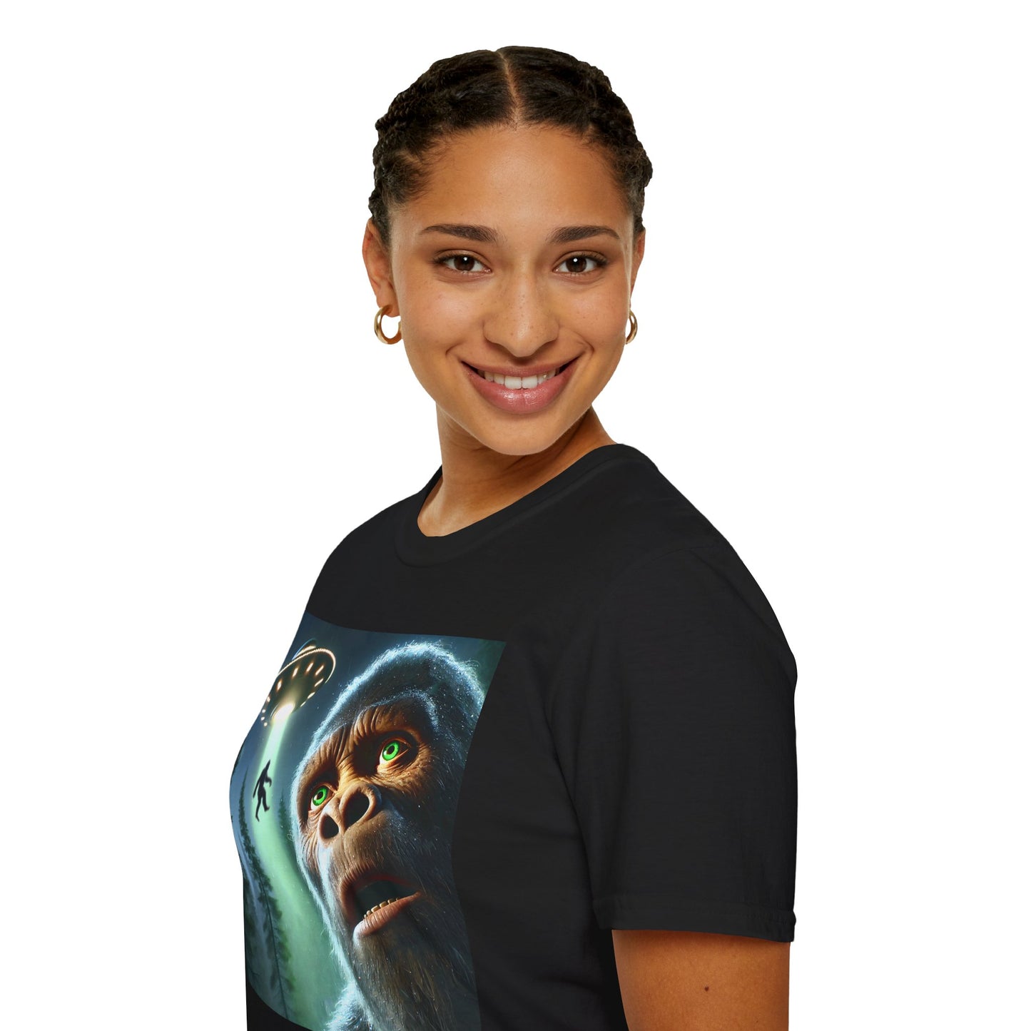 Bigfoot UFO Unisex T-Shirt, Funny Graphic Tee, Gift for Alien Lovers, Unique Summer Shirt, Casual Everyday Wear, t-shirt, tshirts, party