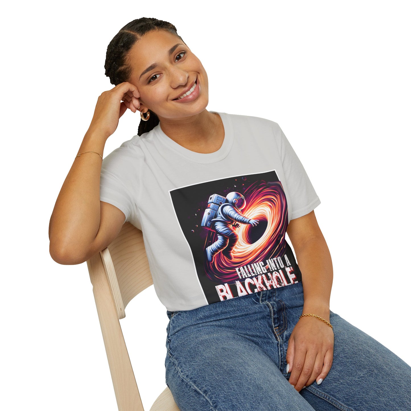 Falling Into a Blackhole Unisex Softstyle, T-Shirt, Space Lover Gift, Sci-Fi Tee, Astronomy Shirt, Creative Graphic T-Shirt, Gift Astronaut