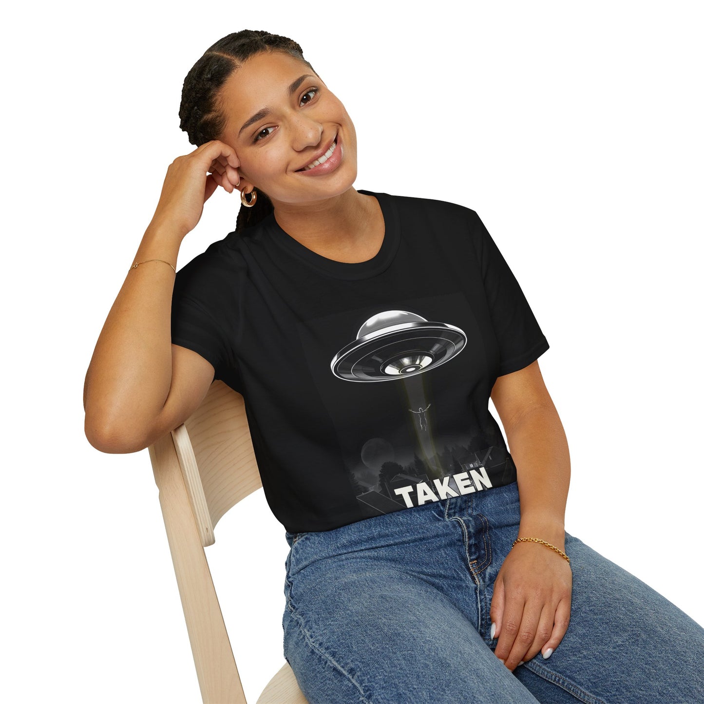 Taken 3, Alien Theme Unisex Softstyle T-Shirt, Fun Graphic Tee for UFO Lovers, Great for Casual Wear, Gifts for Sci-Fi Fans, Cool Shirt