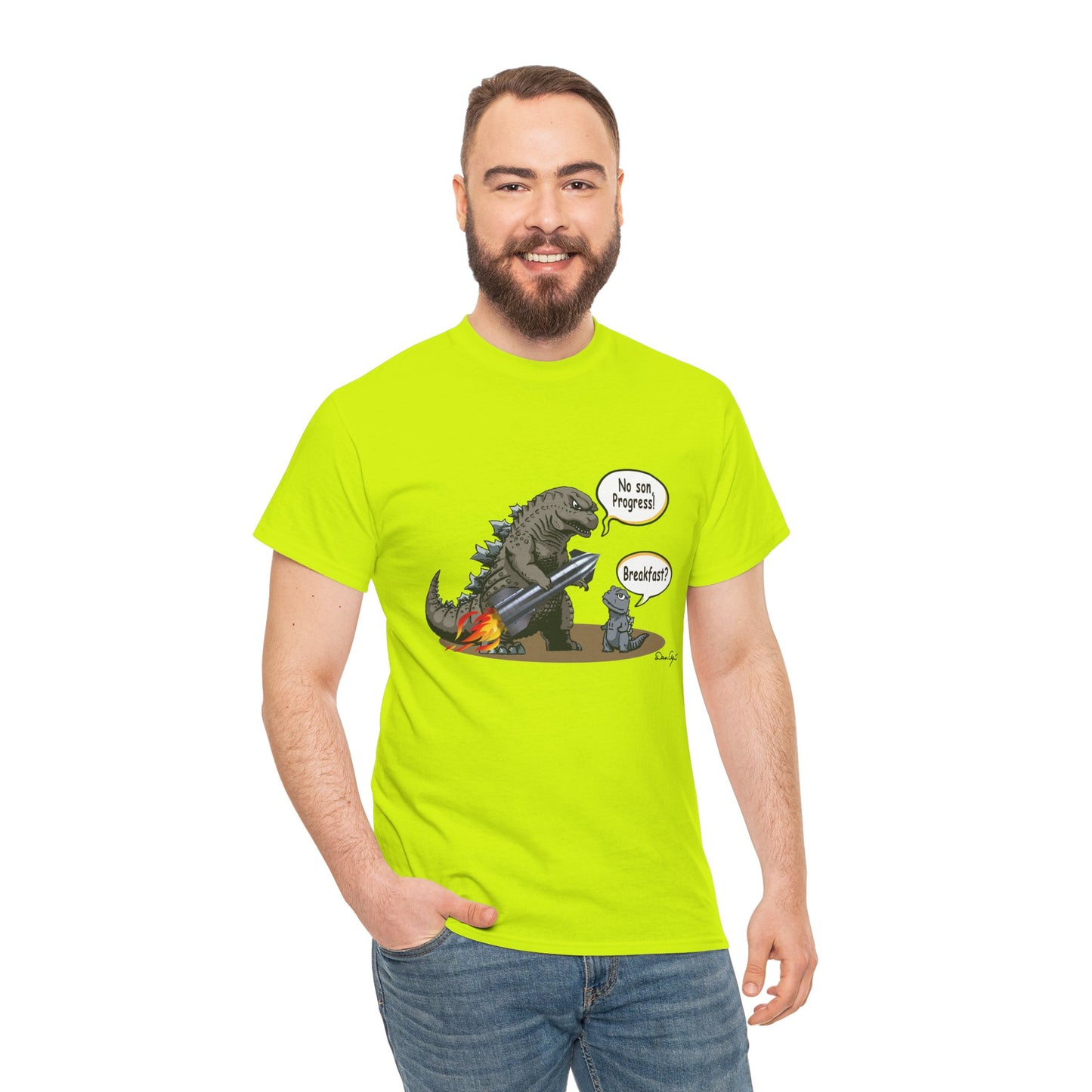 Godzilla, Son and SpaceX, Unisex Heavy Cotton Tee, print design, t-shirt, t-shirts, t-shirts, png, funny, cartoons, tee