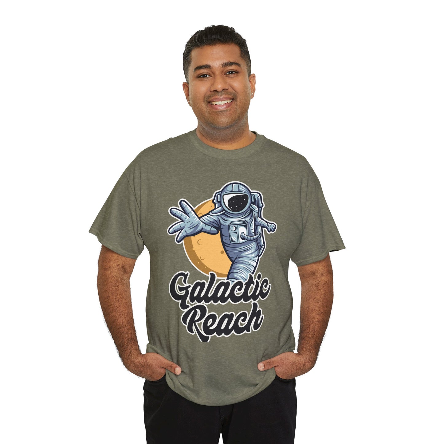 Galactic Reach, Astronaut, Unisex Heavy Cotton Tee, Express Delivery available, graphic design, png