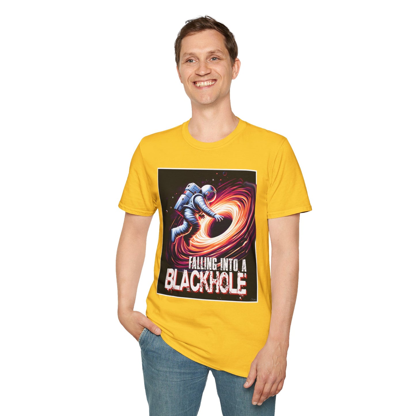Falling Into a Blackhole Unisex Softstyle, T-Shirt, Space Lover Gift, Sci-Fi Tee, Astronomy Shirt, Creative Graphic T-Shirt, Gift Astronaut