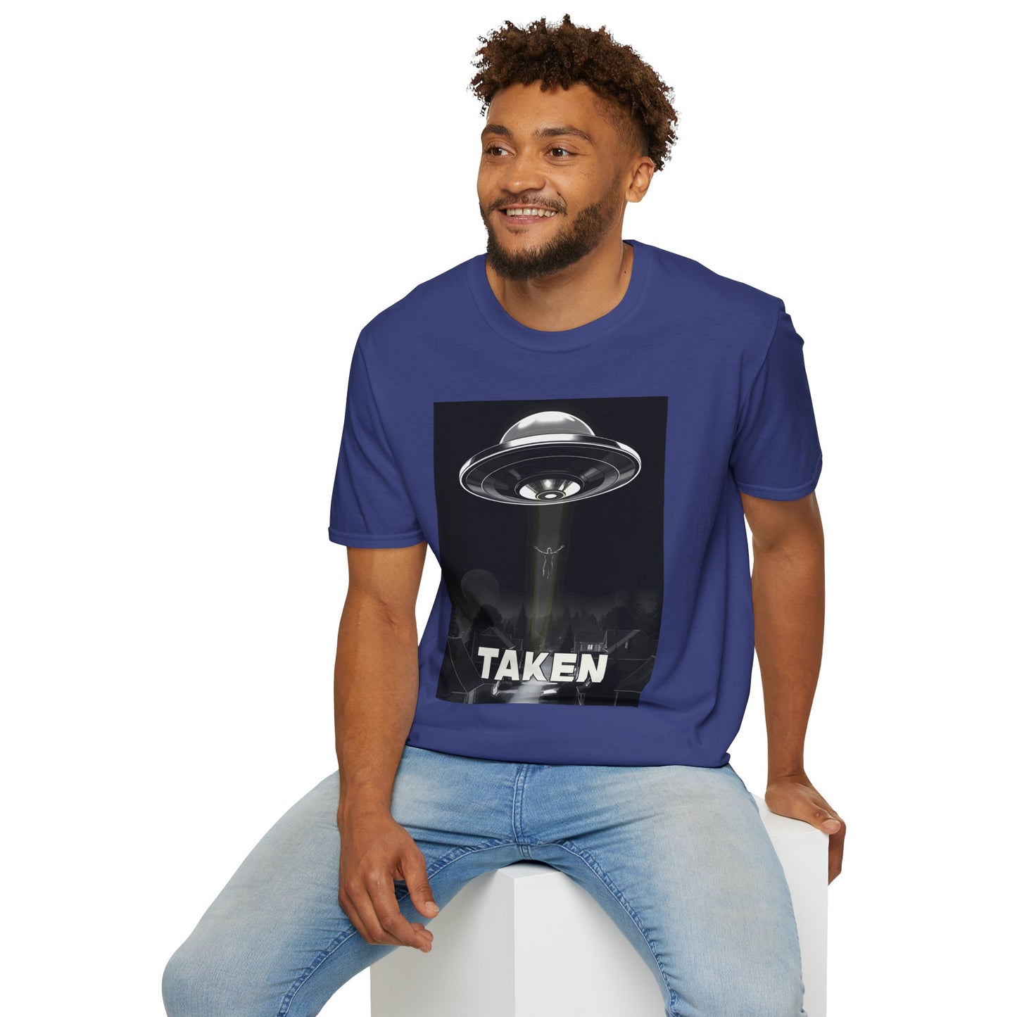 Taken 3, Alien Theme Unisex Softstyle T-Shirt, Fun Graphic Tee for UFO Lovers, Great for Casual Wear, Gifts for Sci-Fi Fans, Cool Shirt