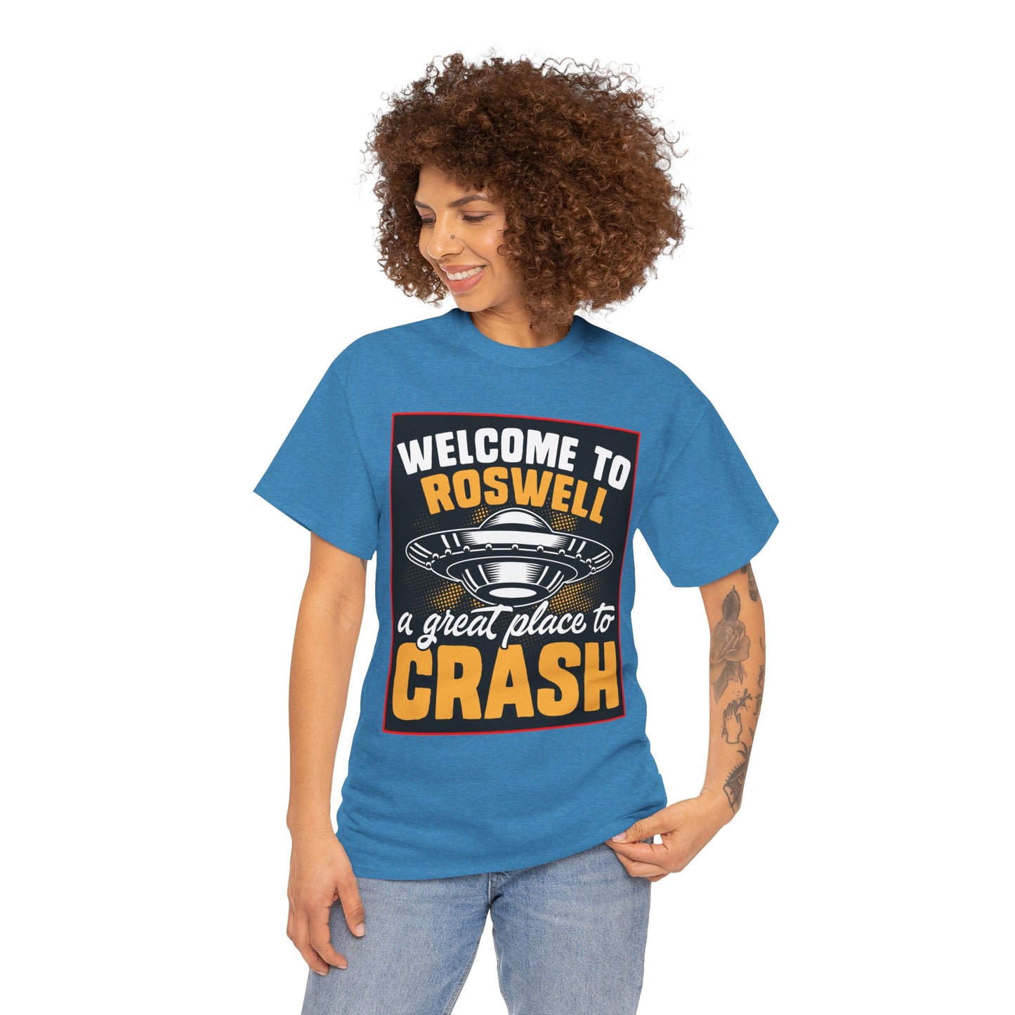 Roswell, UFO, Unisex Heavy Cotton Tee, graphic design, png, t-shirts, t-shirt, tshirts