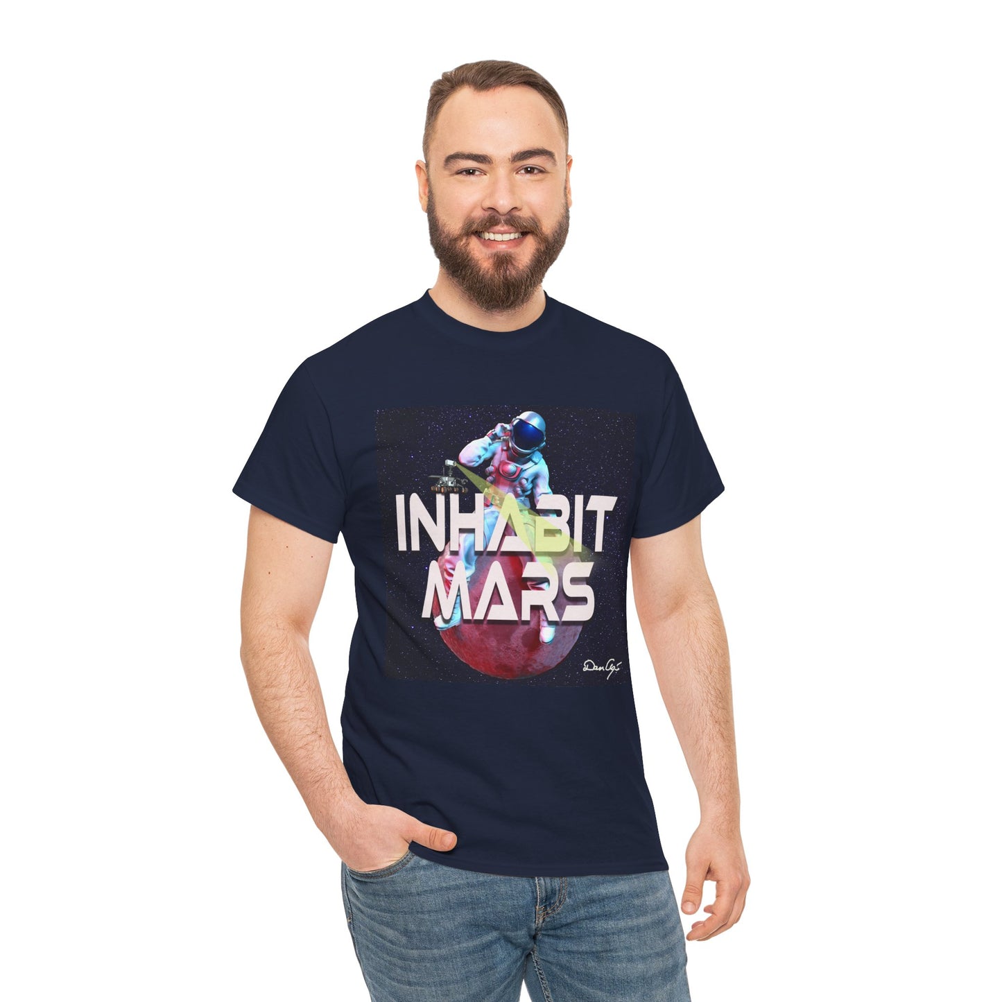 Inhabit Mars, Unisex Heavy Cotton Tee, Space, SpaceX, Universe, UFO, multiverse, graphic design, png, graphic design, t-shirts, tee