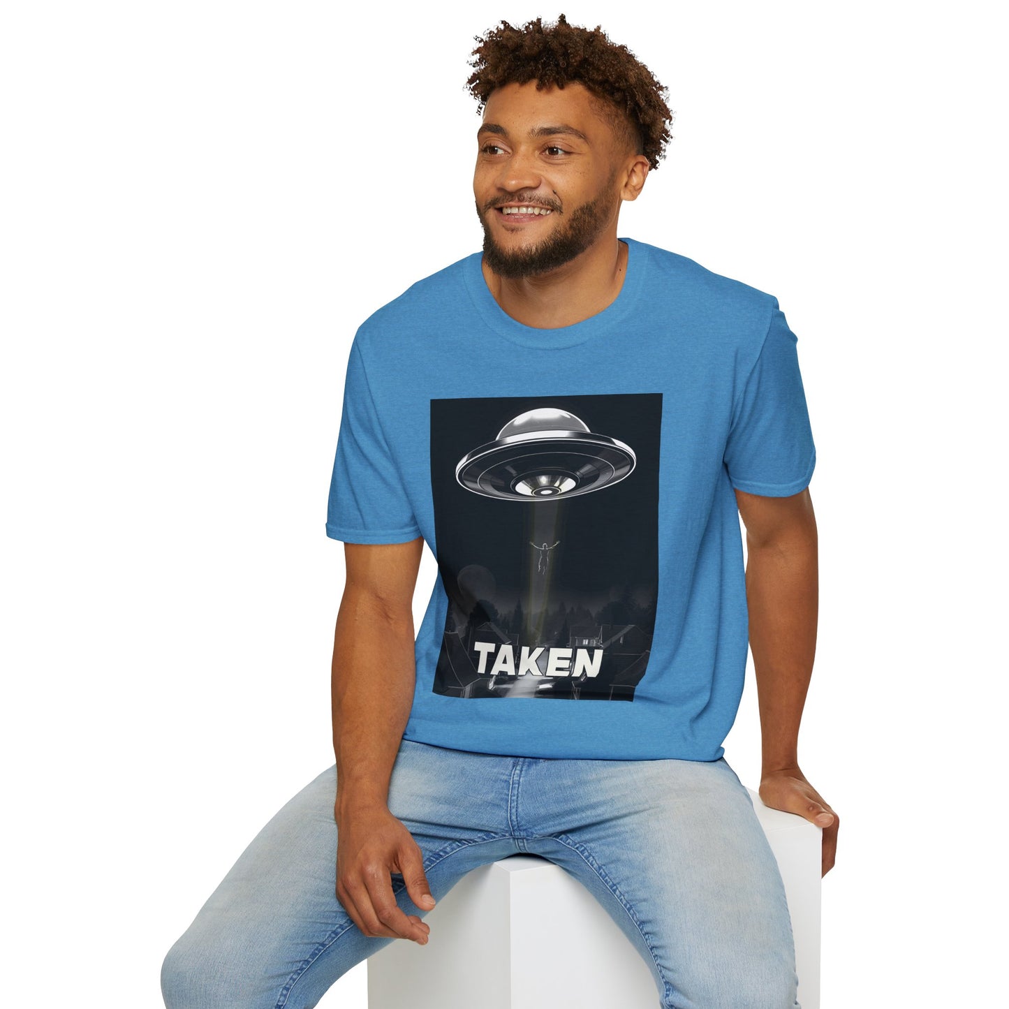 Taken 3, Alien Theme Unisex Softstyle T-Shirt, Fun Graphic Tee for UFO Lovers, Great for Casual Wear, Gifts for Sci-Fi Fans, Cool Shirt