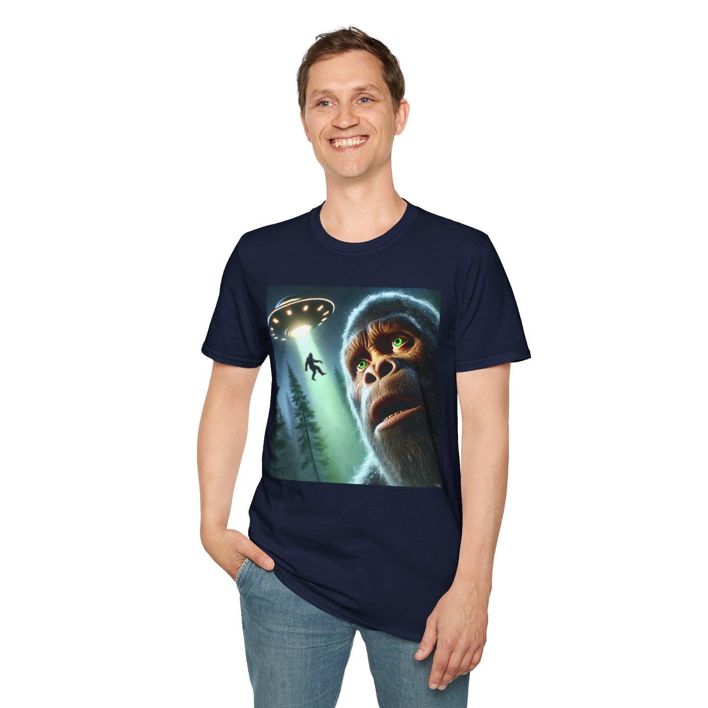 Bigfoot UFO Unisex T-Shirt, Funny Graphic Tee, Gift for Alien Lovers, Unique Summer Shirt, Casual Everyday Wear, t-shirt, tshirts, party