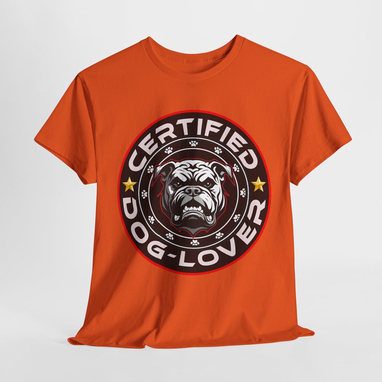 Certified Dog Lover Unisex Tee - Bulldog Print Design, GraphicTees, t-shirt, tshirt, png