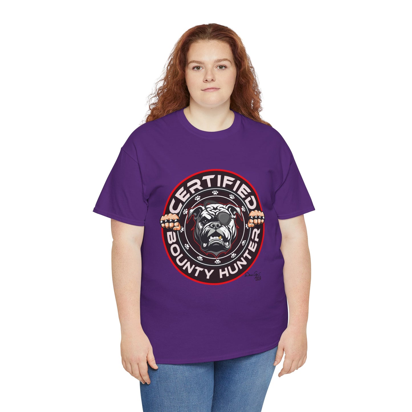 Certified Bounty Hunter, Unisex Heavy Cotton Tee, comedy, bulldog, print design, png, GraphicTees