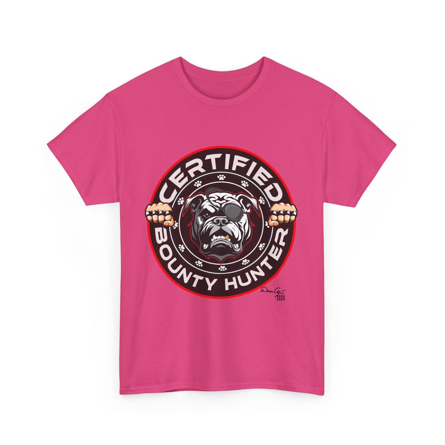Certified Bounty Hunter, Unisex Heavy Cotton Tee, comedy, bulldog, print design, png, GraphicTees