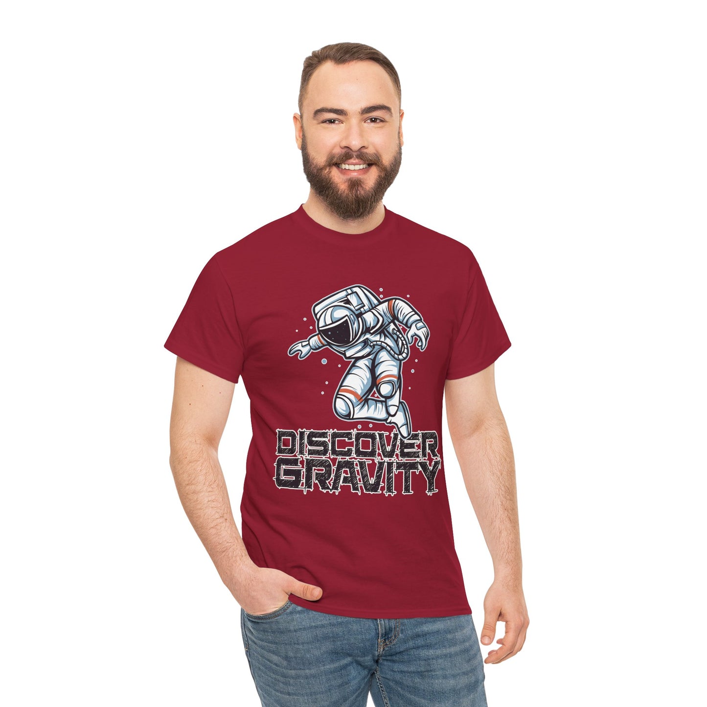 Discover Gravity. Unisex Heavy Cotton Tee - Fun Astronaut, Astronomy Graphic Tee - Unisex graphic design, png Express Delivery available