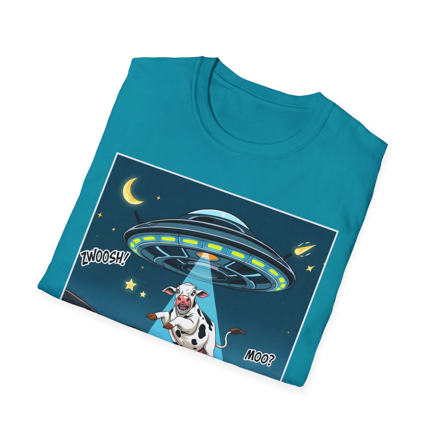 Got Milk? Cow UFO Unisex Softstyle T-Shirt – Fun Graphic Tee for Dairy Lovers, graphic tees, t-shirt, tshirt, graphic design, png