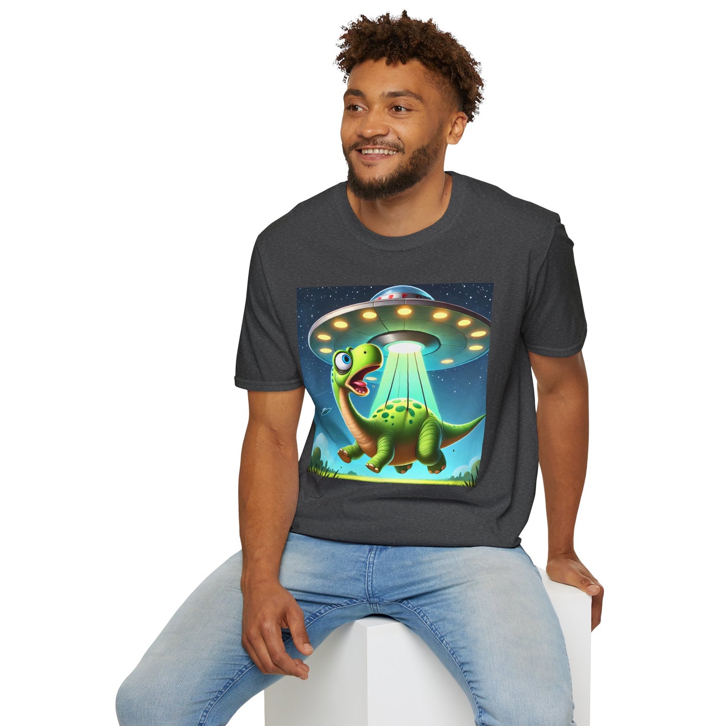 Cute Alien Dinosaur Unisex T-Shirt, Fun Graphic Tee, Kids & Adults, Space Theme, Playful Gift Idea, Birthday, Casual Wear