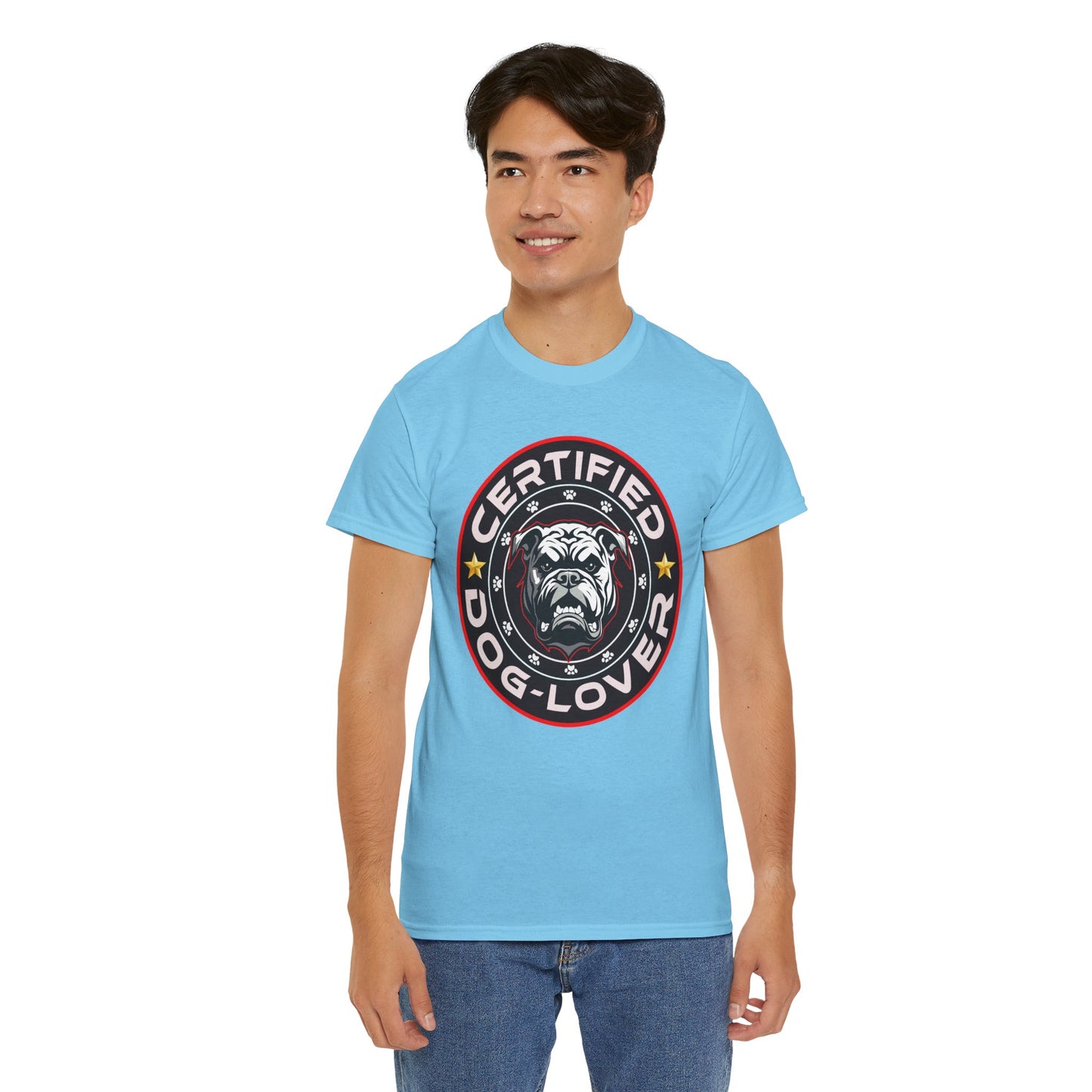 Certified Dog Lover Unisex Tee - Bulldog Print Design, GraphicTees, t-shirt, tshirt, png
