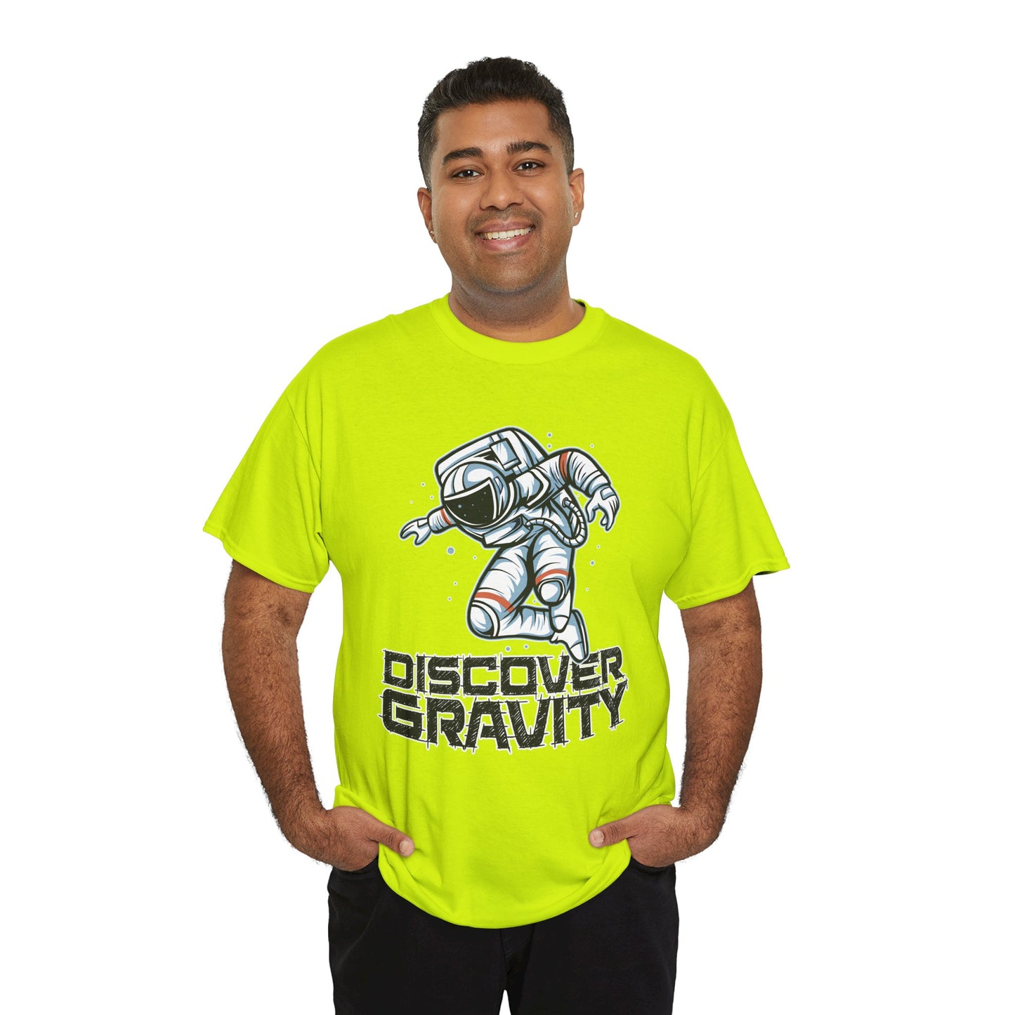 Discover Gravity. Unisex Heavy Cotton Tee - Fun Astronaut, Astronomy Graphic Tee - Unisex graphic design, png Express Delivery available