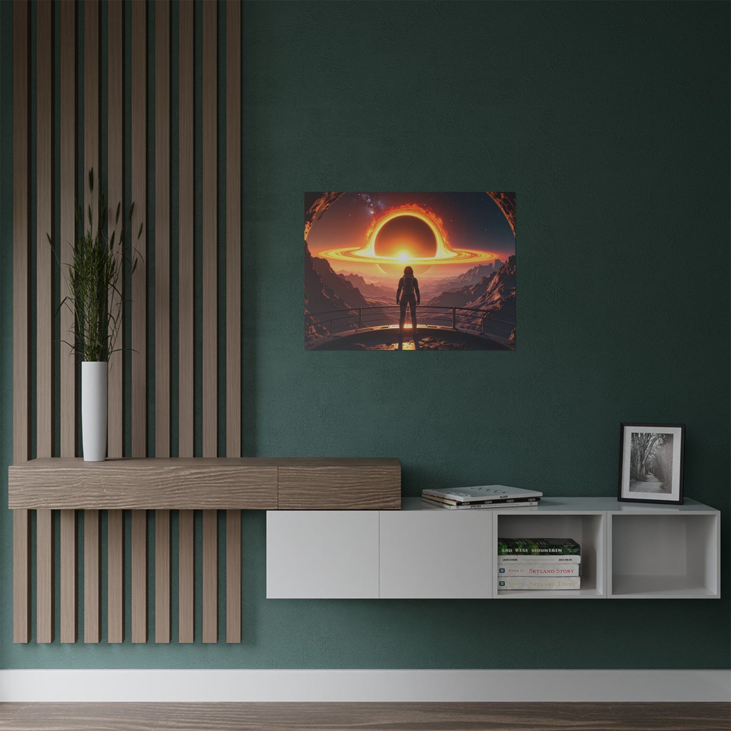 Astronaut watching Blackhole, Space-Themed Satin Posters, Cosmic Decor for Astronaut Enthusiasts, Unique Wall Art, Gift for Science Lovers, Home Office Decoration, t-shirts, tshirts, tees