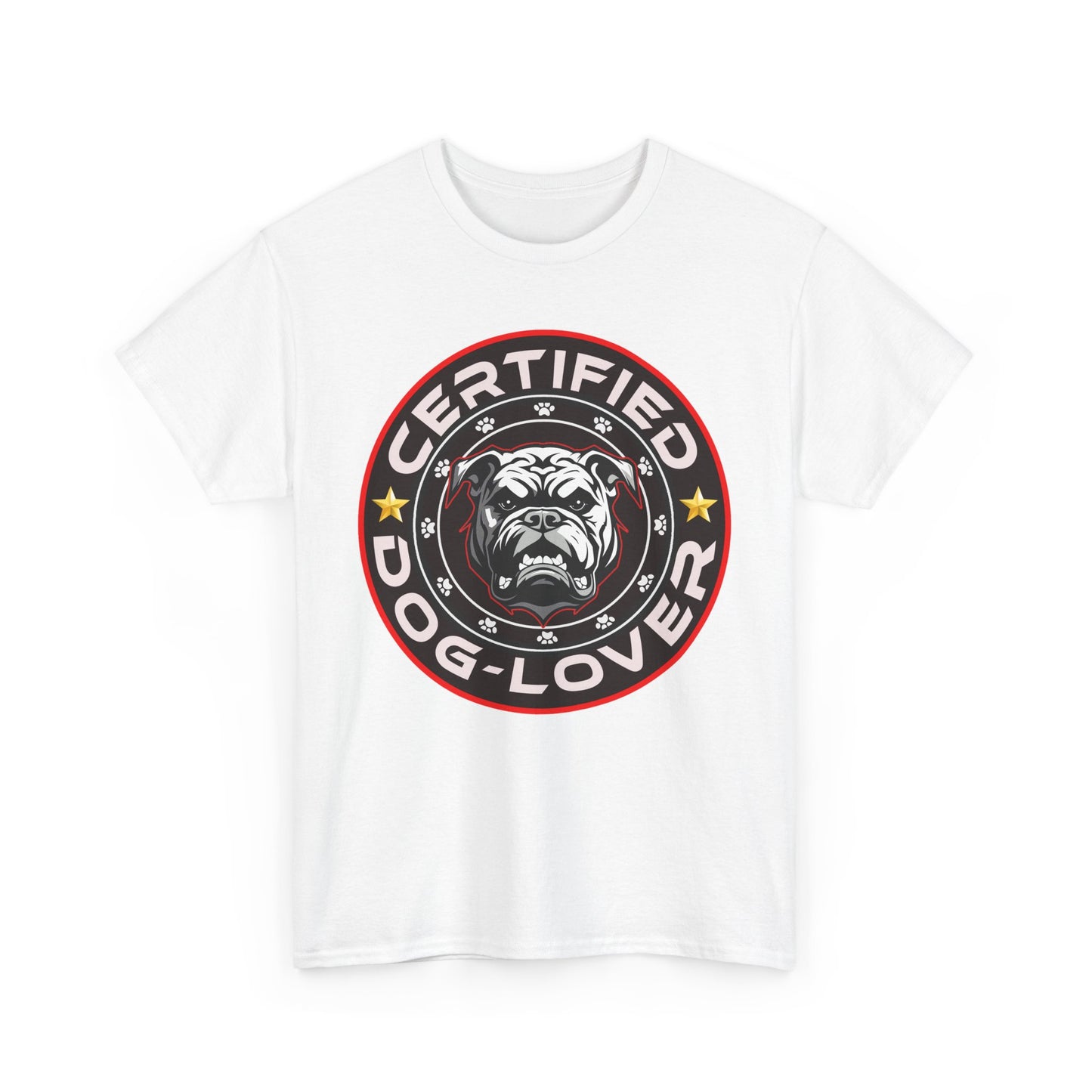 Certified Dog Lover Unisex Tee - Bulldog Print Design, GraphicTees, t-shirt, tshirt, png