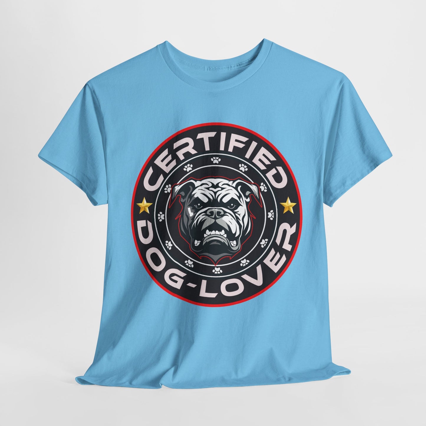 Certified Dog Lover Unisex Tee - Bulldog Print Design, GraphicTees, t-shirt, tshirt, png