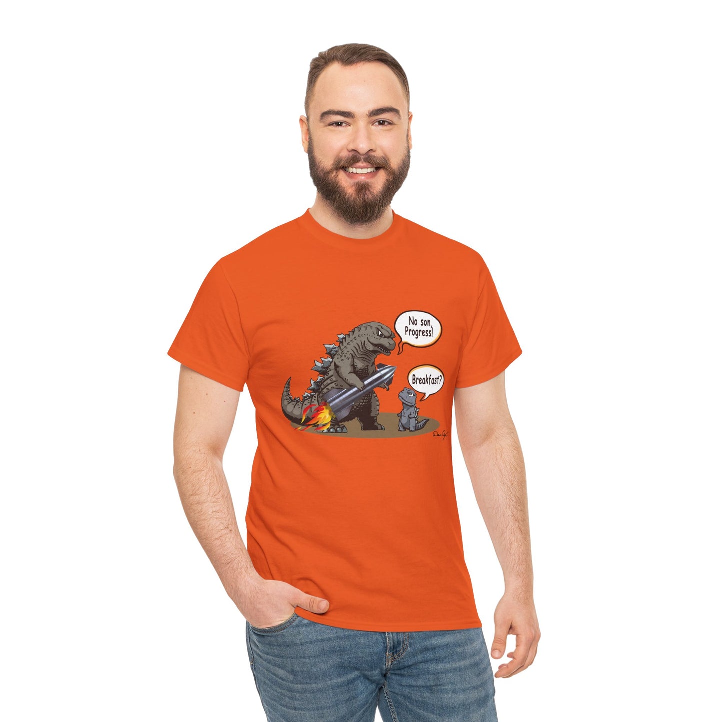 Godzilla, Son and SpaceX, Unisex Heavy Cotton Tee, print design, t-shirt, t-shirts, t-shirts, png, funny, cartoons, tee