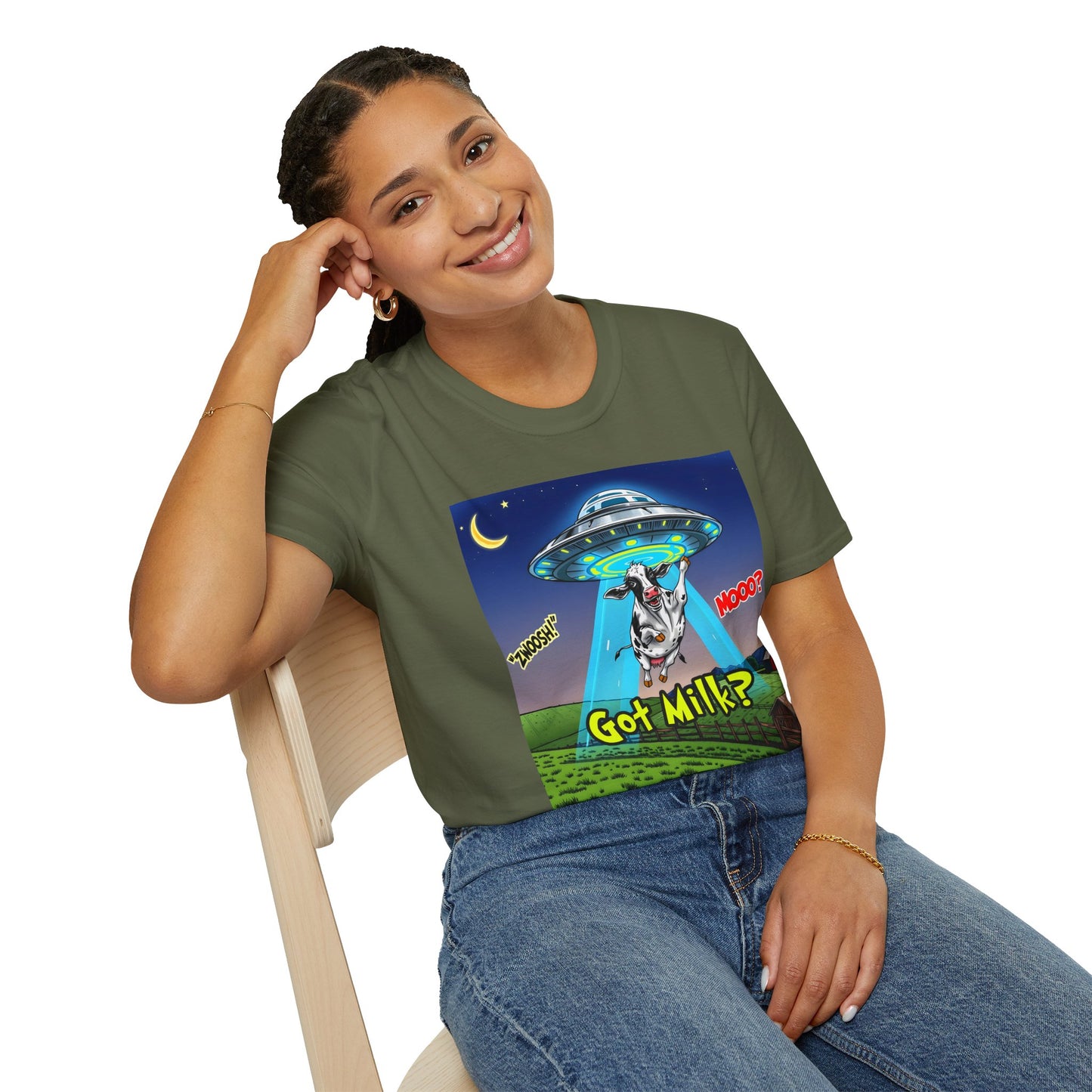 Got Milk? Funny Unisex Softstyle T-Shirt, Humorous Tee, Perfect for Cow Lovers, Milking Day, Farm-themed Gifts, Quirky Apparel, graphic
