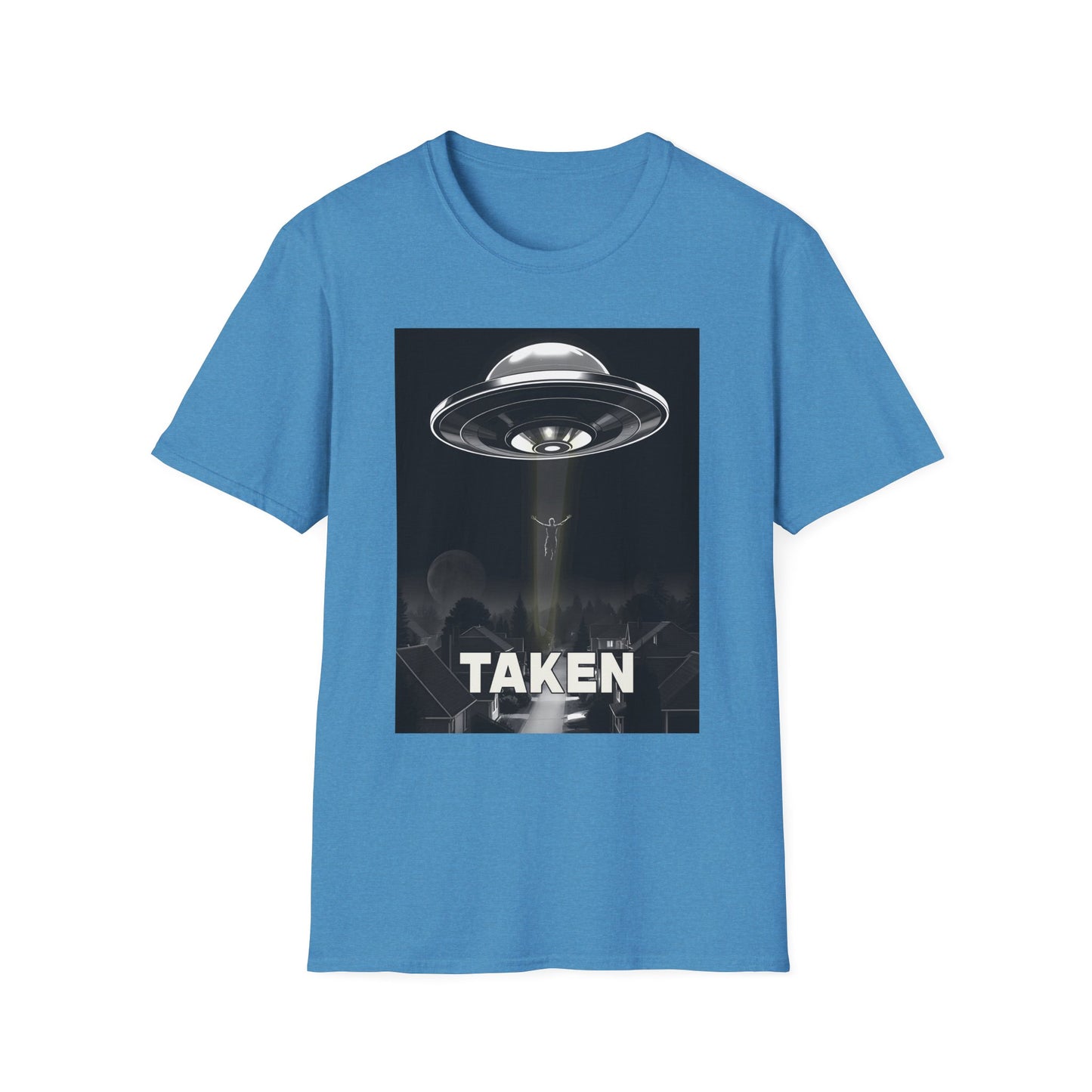 Taken 3, Alien Theme Unisex Softstyle T-Shirt, Fun Graphic Tee for UFO Lovers, Great for Casual Wear, Gifts for Sci-Fi Fans, Cool Shirt