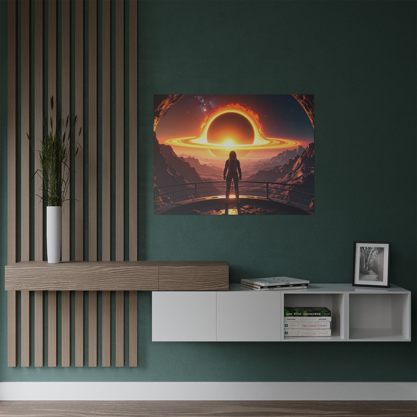 Astronaut watching Blackhole, Space-Themed Satin Posters, Cosmic Decor for Astronaut Enthusiasts, Unique Wall Art, Gift for Science Lovers, Home Office Decoration, t-shirts, tshirts, tees