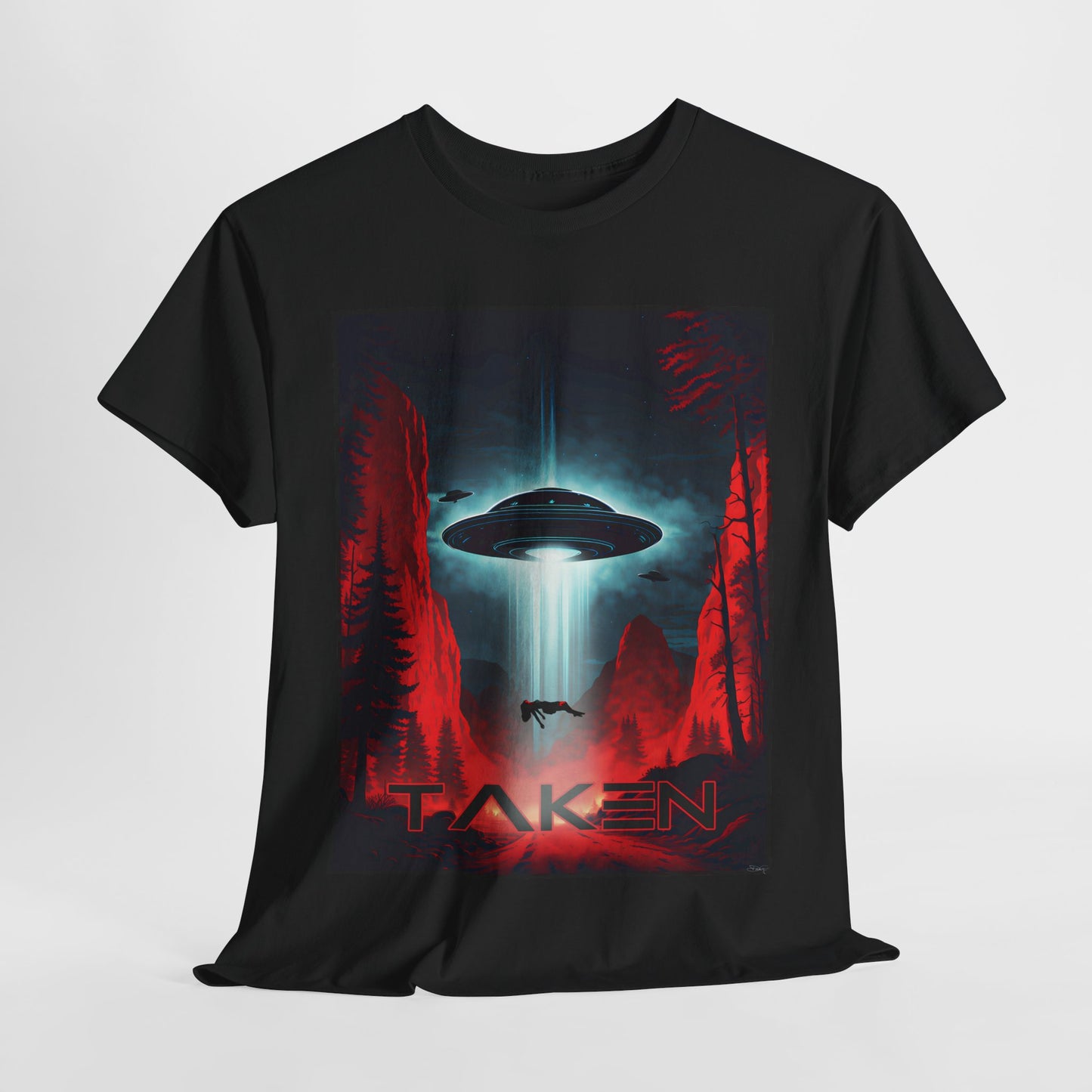 Taken, Unisex Heavy Cotton Tee, UFO inspired t-shirt, graphic design, art, png, t-shirts, tshirts, tee