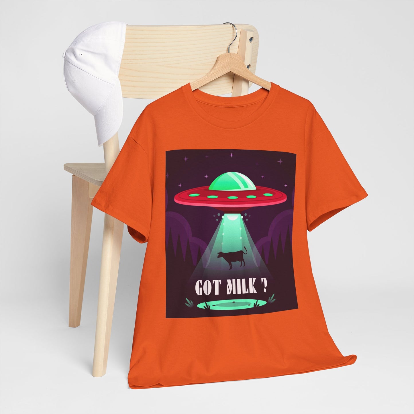 Got Milk? Unisex Heavy Cotton Tee, UFO abduction, comedy, funny, t-shirt, t-shirt, graphic design, tee, png