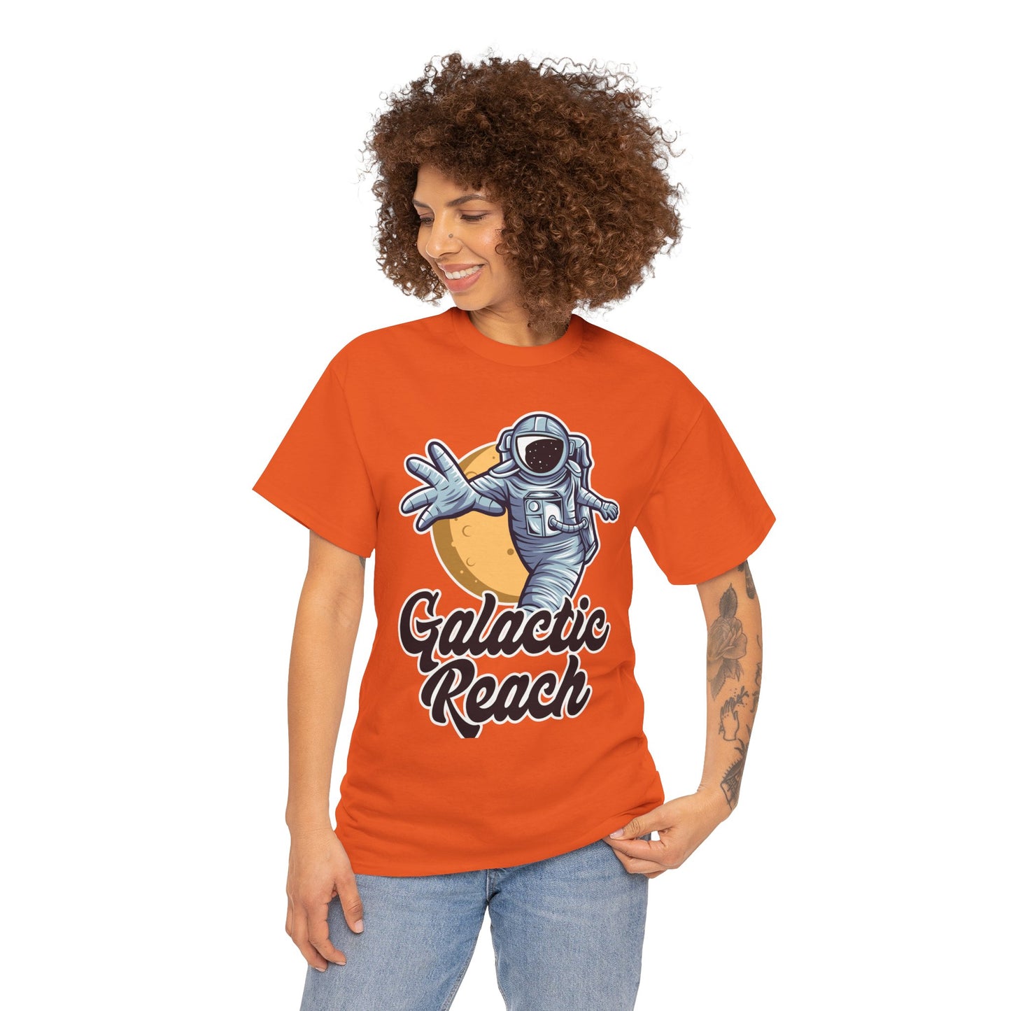 Galactic Reach, Astronaut, Unisex Heavy Cotton Tee, Express Delivery available, graphic design, png