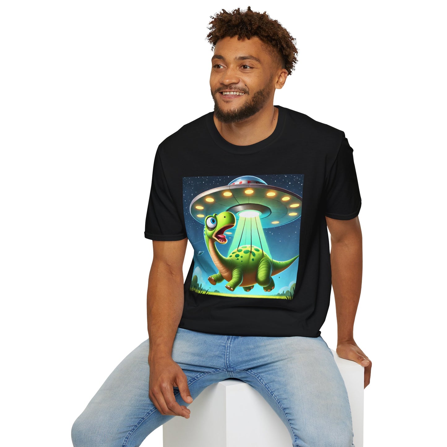 Cute Alien Dinosaur Unisex T-Shirt, Fun Graphic Tee, Kids & Adults, Space Theme, Playful Gift Idea, Birthday, Casual Wear