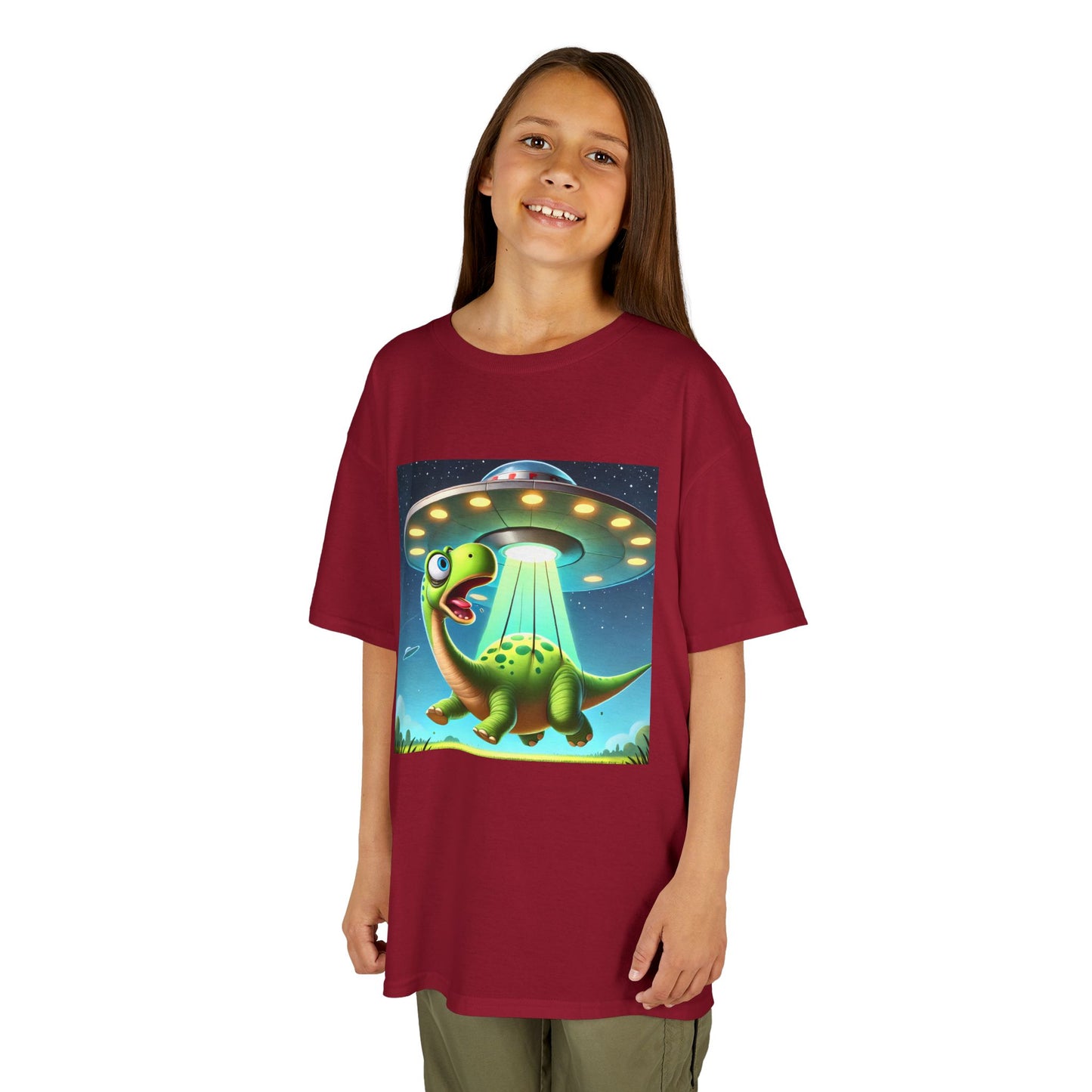 Dinosaur UFO Kids Tee, Fun Graphic Shirt for Boys and Girls, Perfect for Birthdays, Parties, Casual Wear, Gifts, tshirt, t-shirt