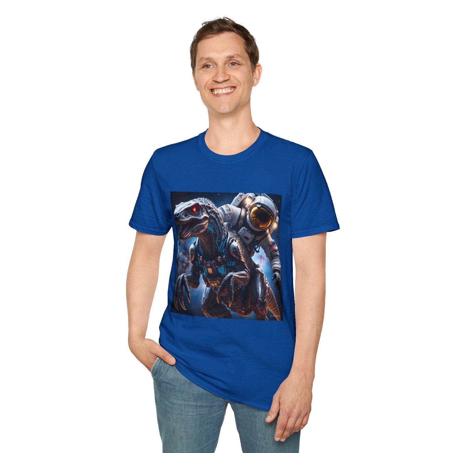 Space Dinosaur Unisex Softstyle T-Shirt, Fun Gift for Kids, Science Fiction Tee, Unique Graphic Shirt, Cool Outfit for Parties, t-shirt, tshirt, png