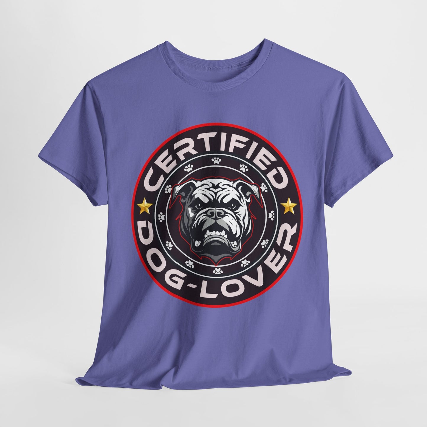 Certified Dog Lover Unisex Tee - Bulldog Print Design, GraphicTees, t-shirt, tshirt, png