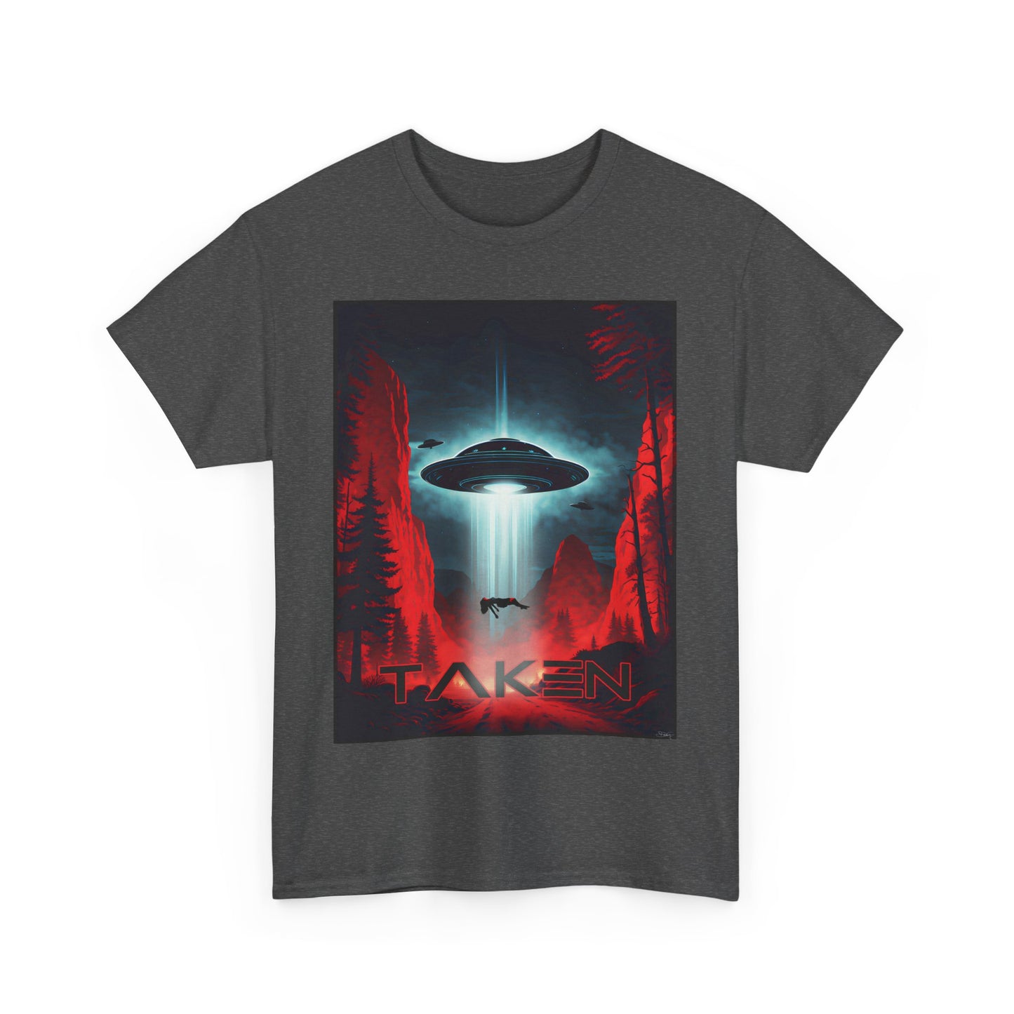 Taken, Unisex Heavy Cotton Tee, UFO inspired t-shirt, graphic design, art, png, t-shirts, tshirts, tee