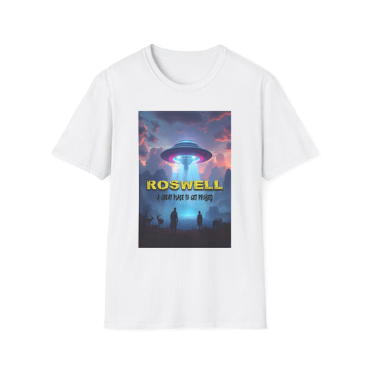Roswell Probed Retro T-Shirt - Alien UFO Lover Gift, Sci-Fi Apparel, Extraterrestrial Tee, Unisex Softstyle Clothing, graphic design, png