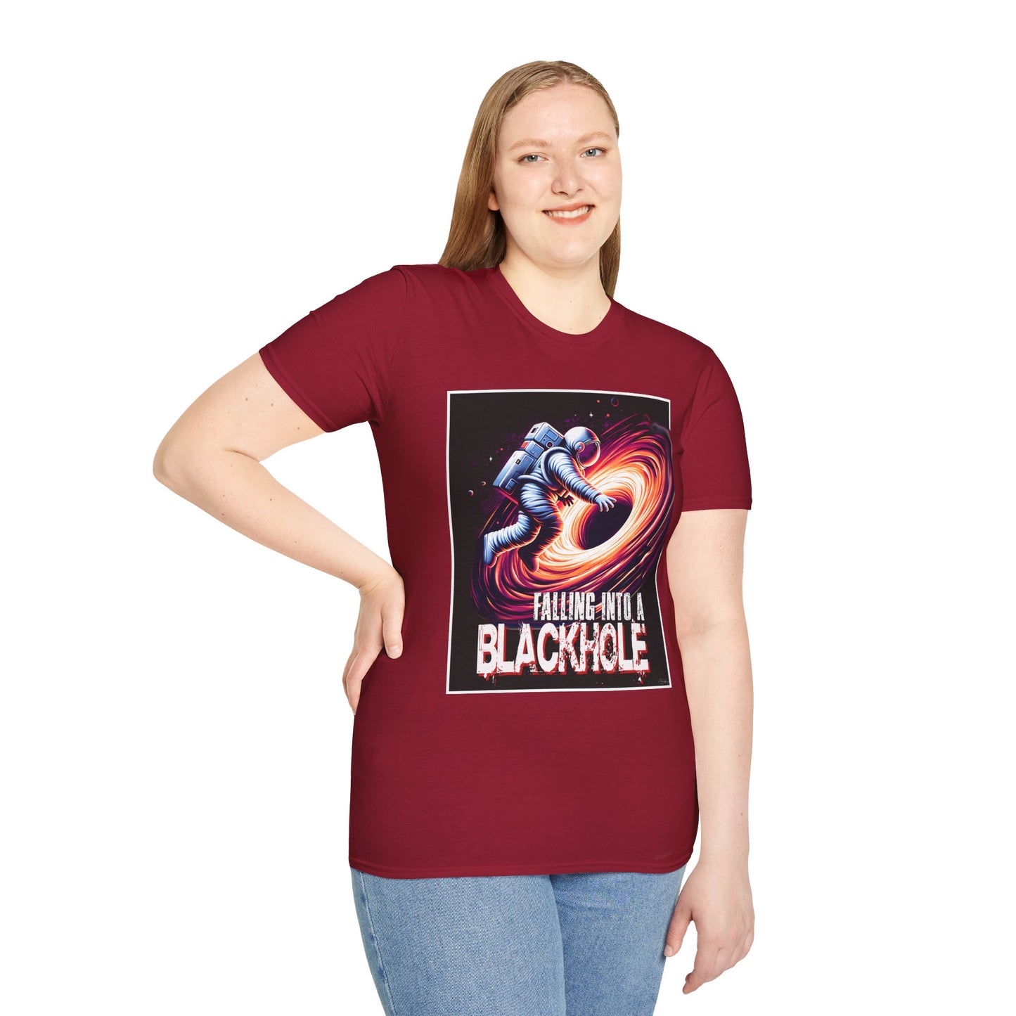 Falling Into a Blackhole Unisex Softstyle, T-Shirt, Space Lover Gift, Sci-Fi Tee, Astronomy Shirt, Creative Graphic T-Shirt, Gift Astronaut