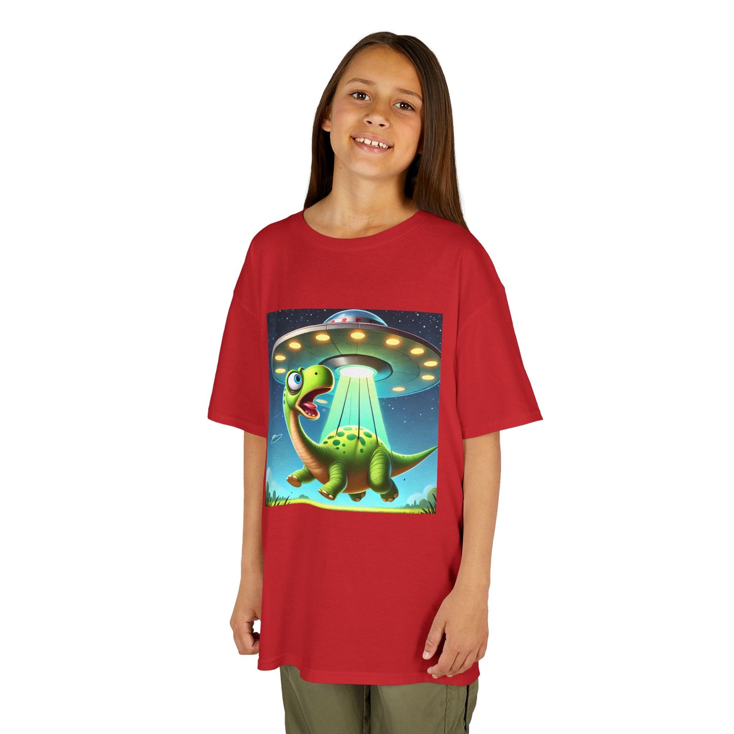 Dinosaur UFO Kids Tee, Fun Graphic Shirt for Boys and Girls, Perfect for Birthdays, Parties, Casual Wear, Gifts, tshirt, t-shirt