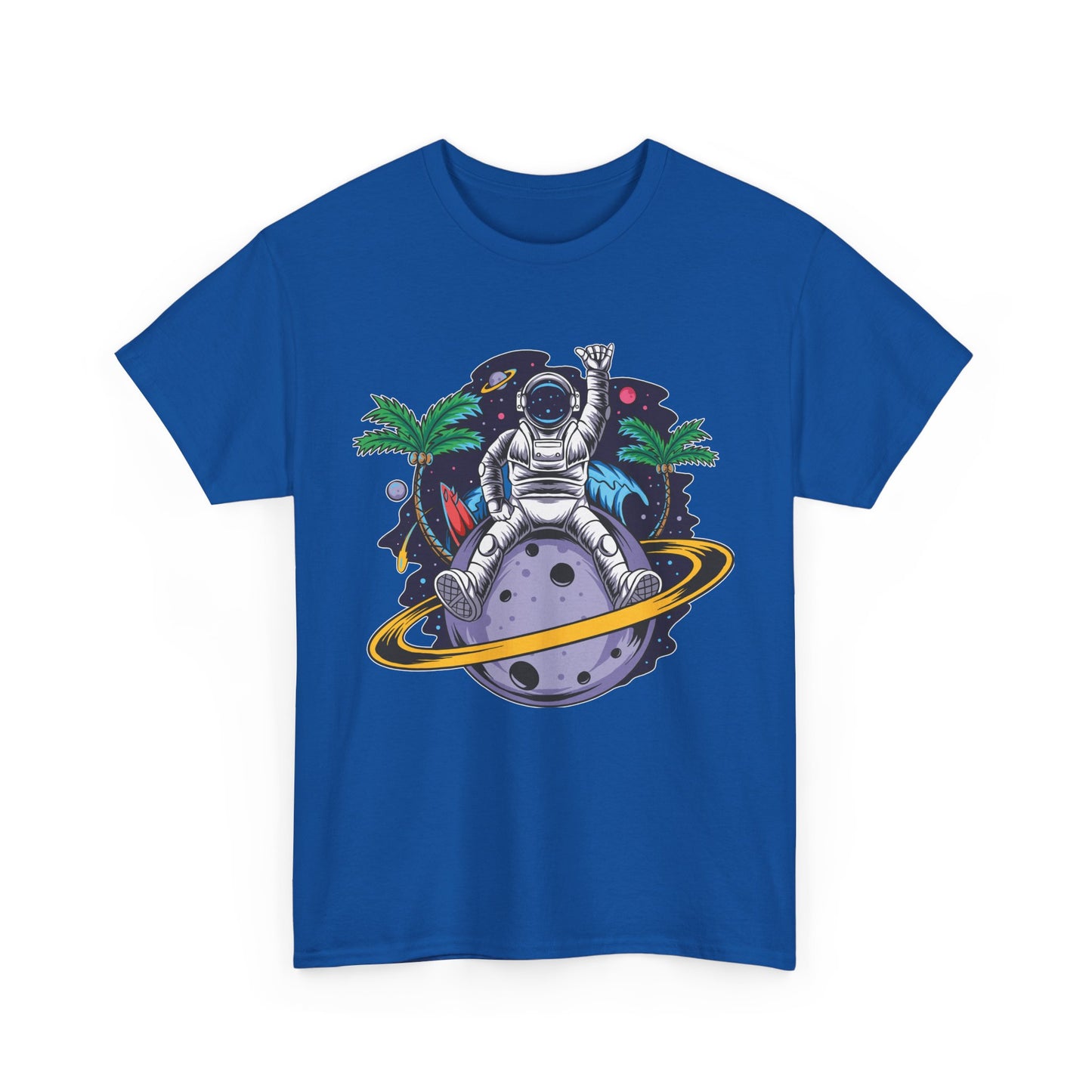 Cosmic Adventure, Unisex Heavy Cotton Tee - Astronaut & Planet Design, graphic design, png, art
