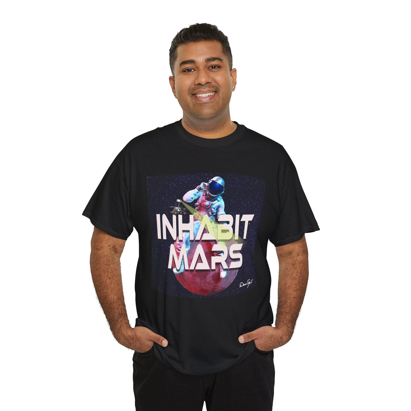 Inhabit Mars, Unisex Heavy Cotton Tee, Space, SpaceX, Universe, UFO, multiverse, graphic design, png, graphic design, t-shirts, tee
