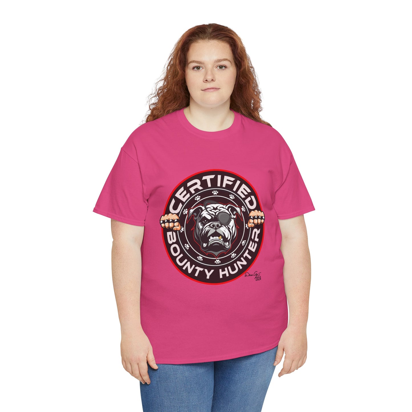 Certified Bounty Hunter, Unisex Heavy Cotton Tee, comedy, bulldog, print design, png, GraphicTees