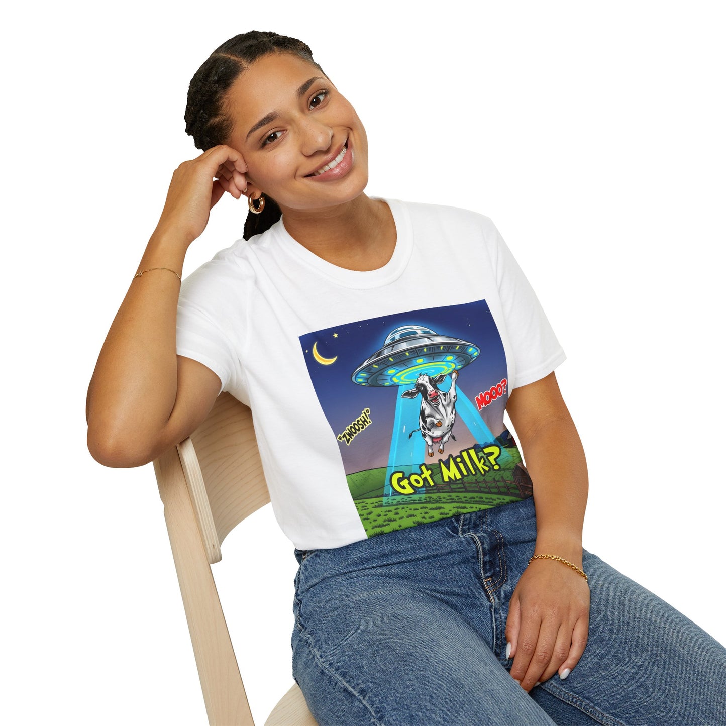 Got Milk? Funny Unisex Softstyle T-Shirt, Humorous Tee, Perfect for Cow Lovers, Milking Day, Farm-themed Gifts, Quirky Apparel, graphic