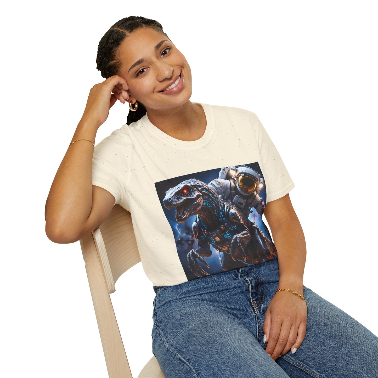 Space Dinosaur Unisex Softstyle T-Shirt, Fun Gift for Kids, Science Fiction Tee, Unique Graphic Shirt, Cool Outfit for Parties, t-shirt, tshirt, png