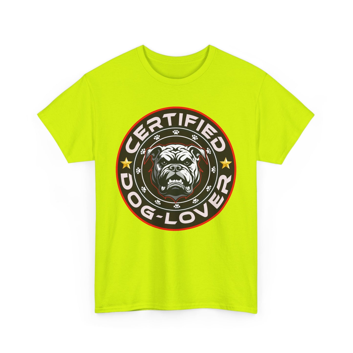 Certified Dog Lover Unisex Tee - Bulldog Print Design, GraphicTees, t-shirt, tshirt, png