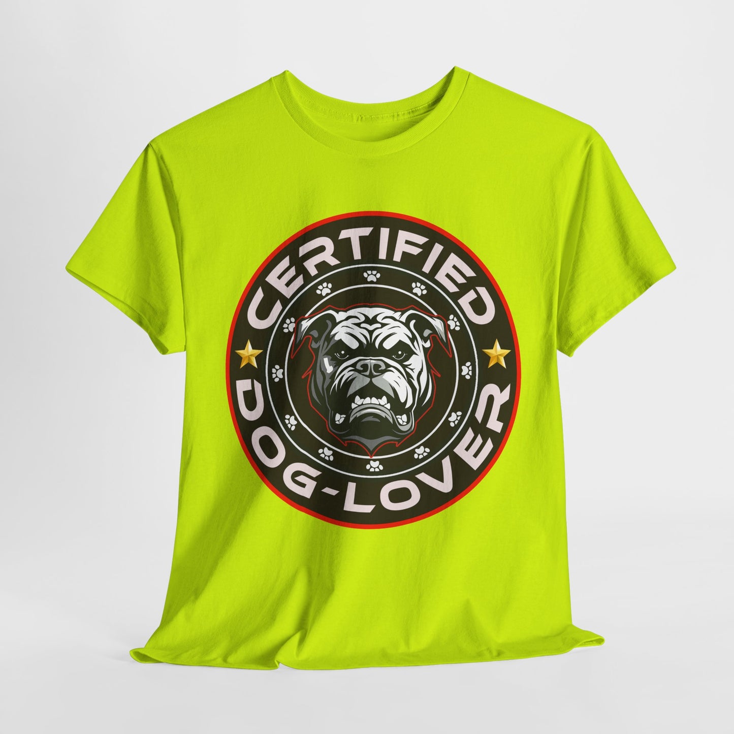 Certified Dog Lover Unisex Tee - Bulldog Print Design, GraphicTees, t-shirt, tshirt, png